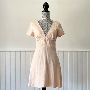 Zara V-Neck Short Sleeve Smocked Mini Dress Size M